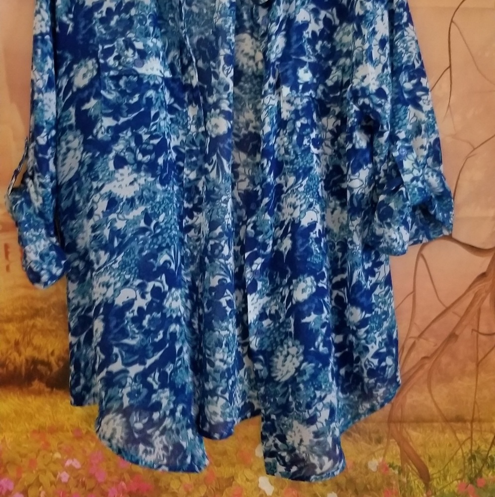 Ambiance Apparel  3/4 Sleeves  Sheer Blouse - Picture 5 of 7